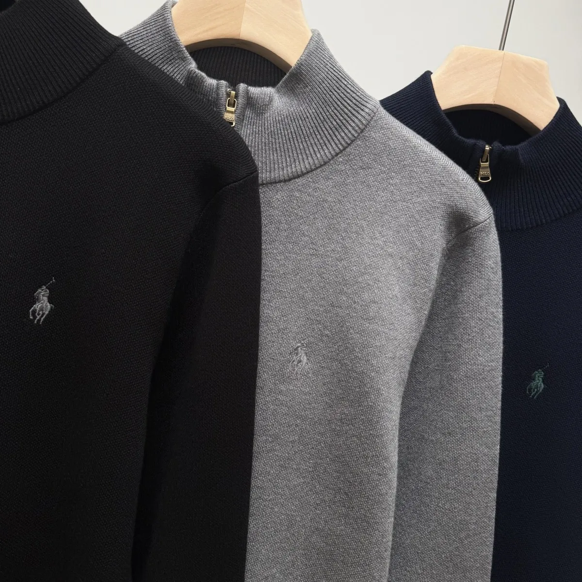 P260 Ralph Lauren half-pull stand-up collar sweater and sweater Color: Black Gray Treasure Size: S-XXL 1:1 same style, model number (RL15745)